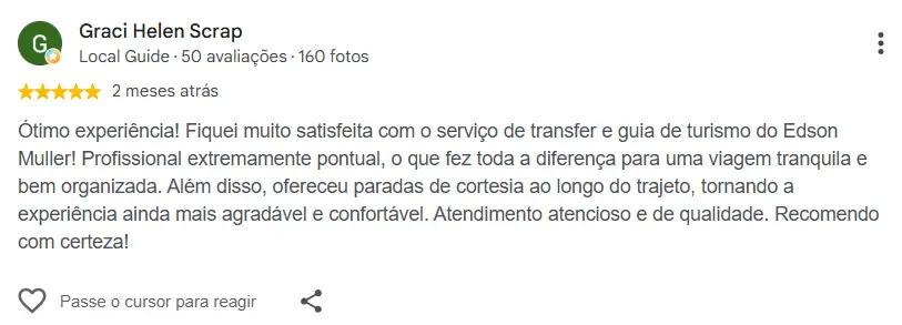 Avaliação Google - Transfer Edson Muller 1