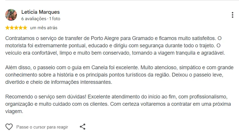 Avaliação Google - Transfer Edson Muller 2